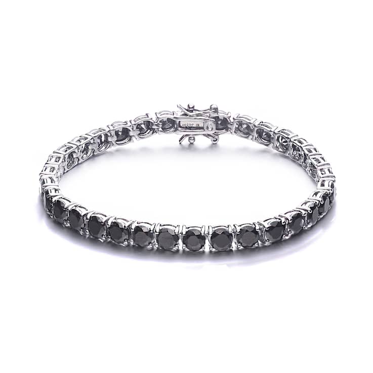 Black CZ Tennis Bracelet In Sterling Silver