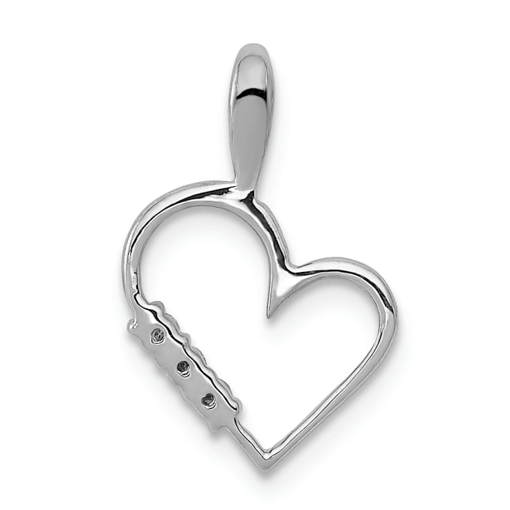 Rhodium Over 14k White Gold Diamond Heart Pendant