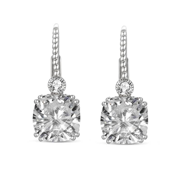 CZ Drop Earrings In Sterling Silver