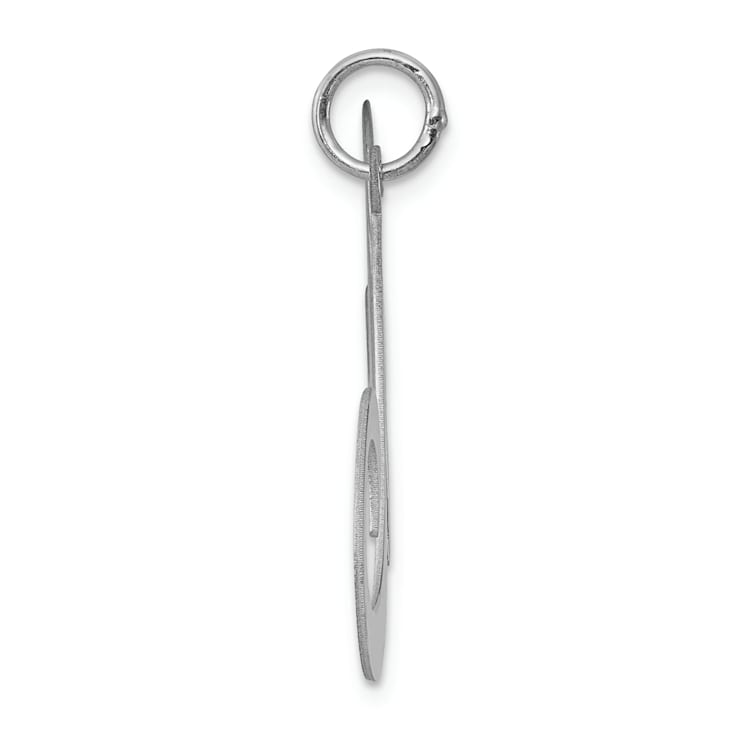 Rhodium Over Sterling Silver Fancy Script Letter M Initial Charm