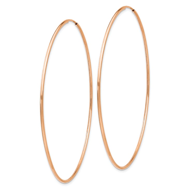 14k Rose Gold 2 1/2" Polished Endless Hoop Earrings