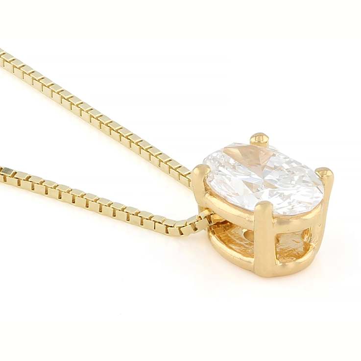 Lab-Grown Diamond Oval Solitaire Pendant In 14K Gold Over Sterling
Silver 0.50ctw