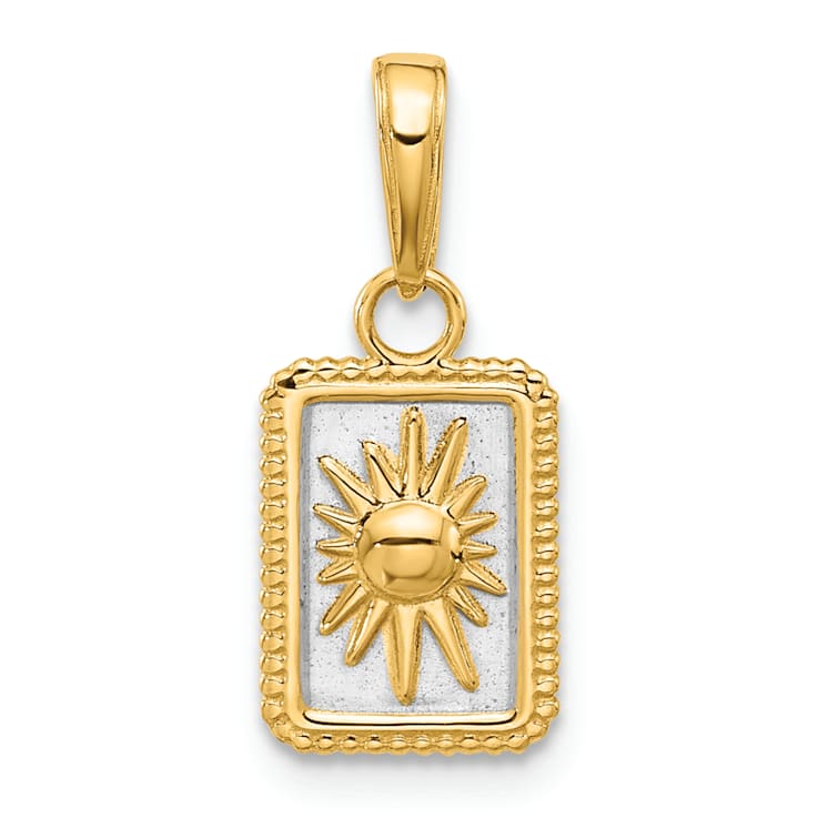 14k Yellow Gold and Rhodium Over 14k Yellow Gold Sun in Frame Pendant