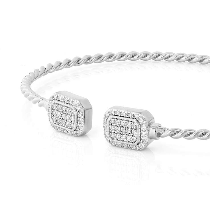 Lab-Grown Diamond Twisted Rope Bangle In Sterling Silver