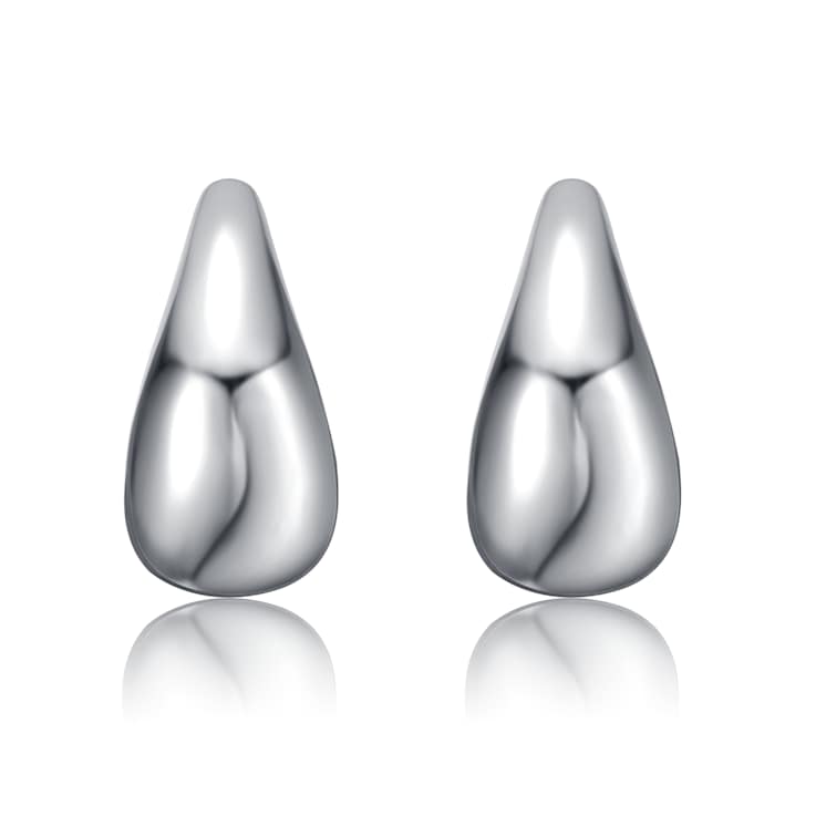 Gleaming Mini Huggie Earrings In Rhodium Over Brass