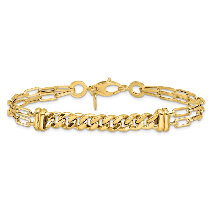 14k Yellow Gold Polished Fancy Link Bracelet