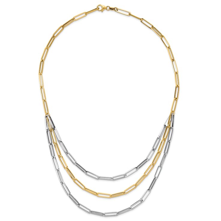 14K Two-tone Polished Fancy Link Necklace