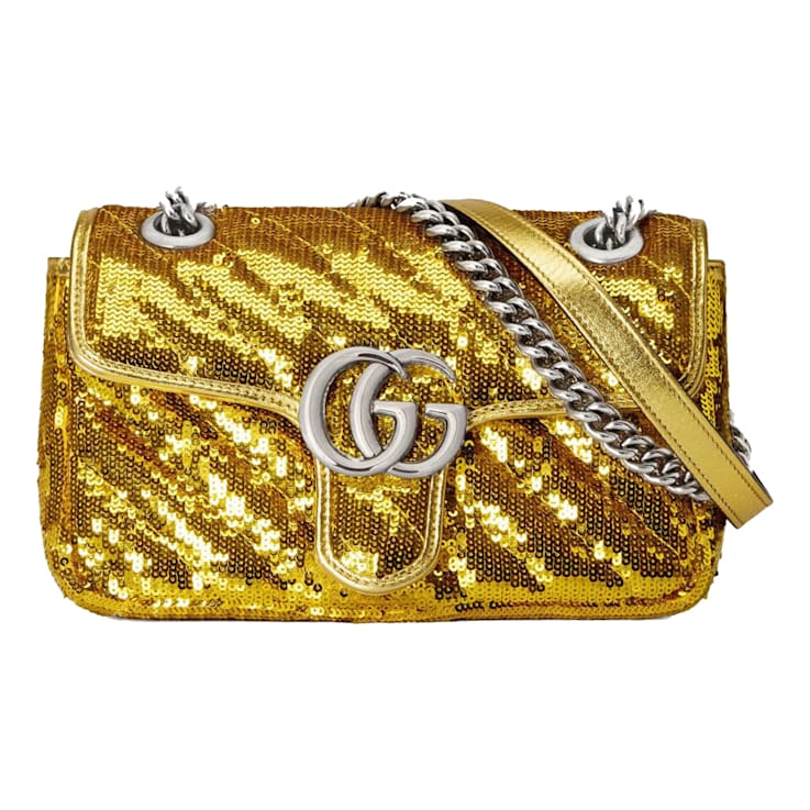 素敵でユニークな Marmont Flap Gucci GG Bag Shoulder Sequin Gold Matelasse バッグ