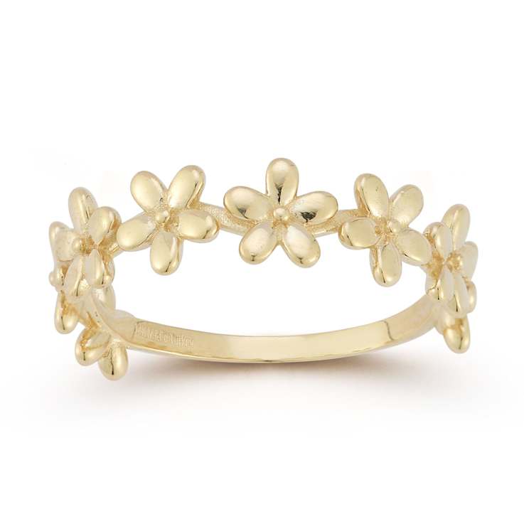 Bellissima Gold 14K Yellow Gold Triple Multi Flower Band Ring