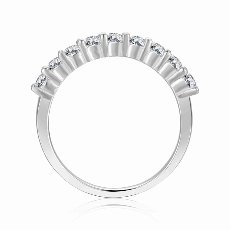 Round Moissanite Sterling Silver Anniversary Style Stackable Band Ring, 0.51ctw