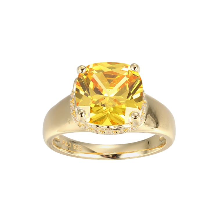 Yellow And White Cubic Zirconia 18k Yellow Gold Over Silver November
Birthstone Ring 7.10ctw