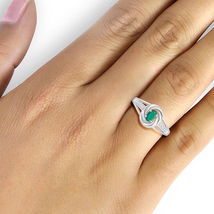 Green Emerald Rhodium Over Sterling Silver Ring 0.30ctw