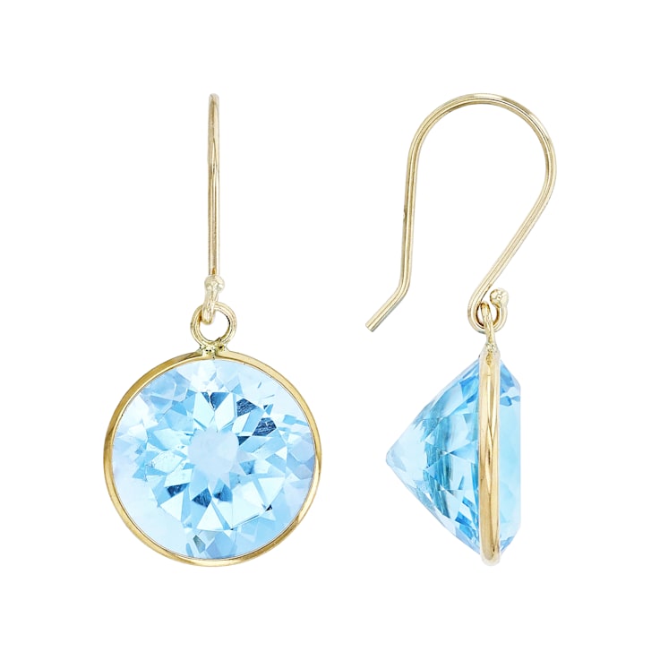 Blue Topaz 14K Yellow Gold Dangle Earrings 14.00ctw