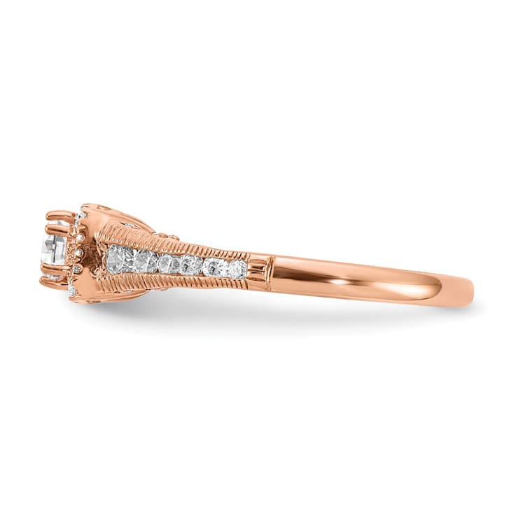 14K Rose Gold Lab Grown Diamond VS/SI GH, Fancy Halo Complete Engagement
Ring 0.894ctw