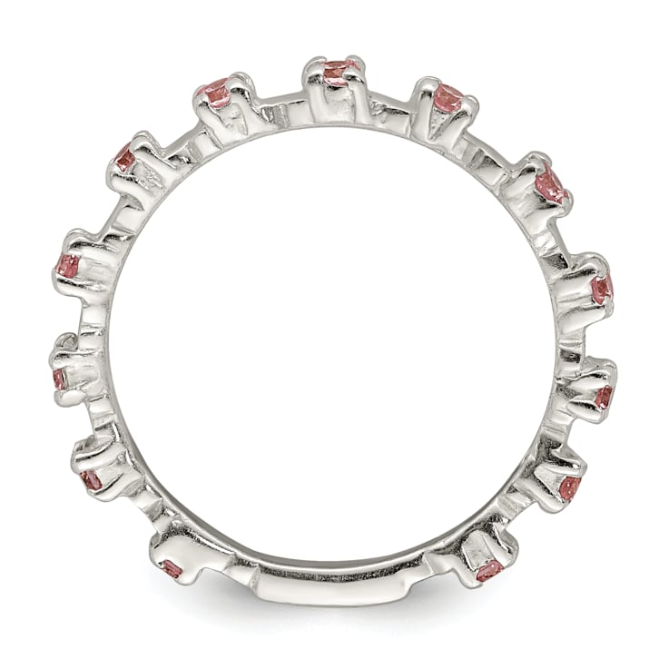 Sterling Silver Polished Pink Cubic Zirconia Children's Ring
