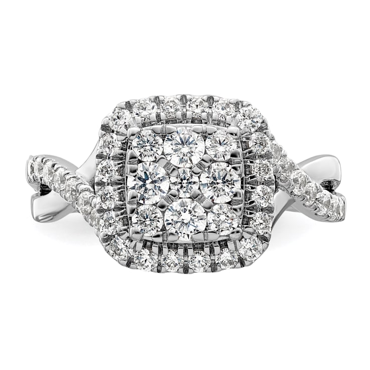 Rhodium Over 14K White Gold Lab Grown Diamond VS/SI GH, Cluster Ring 0.991ctw