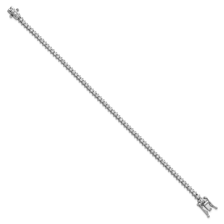 Rhodium Over Sterling Silver Polished Cubic Zirconia Tennis Bracelet
