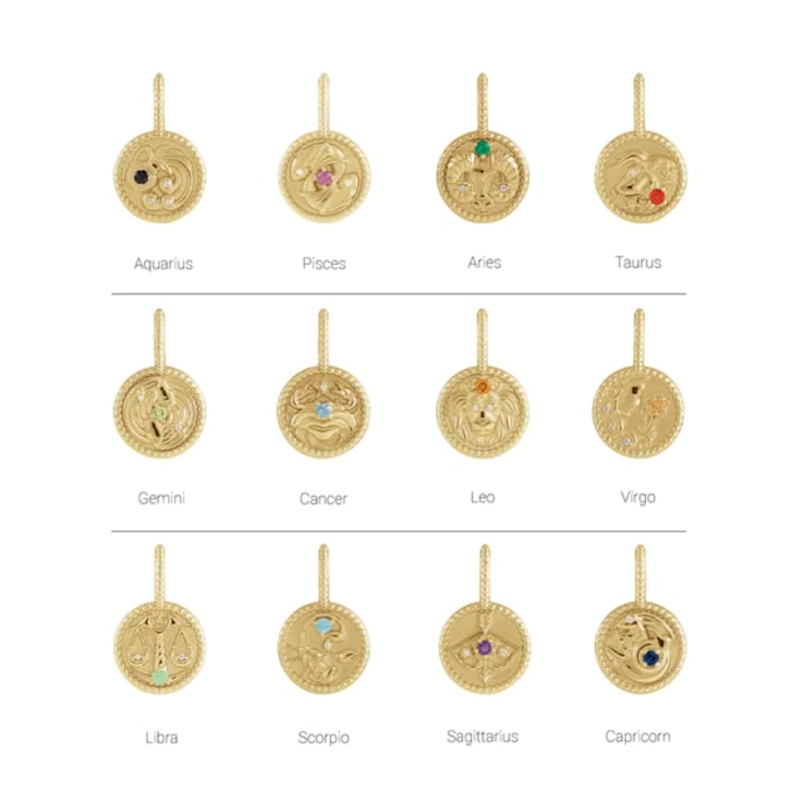 14K Yellow Gold Fire Opal and White Diamond Taurus Zodiac Symbol Pendant.