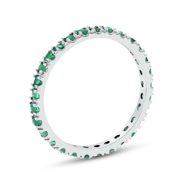 0.66ctw Emerald Eternity Band Ring in 14k White Gold