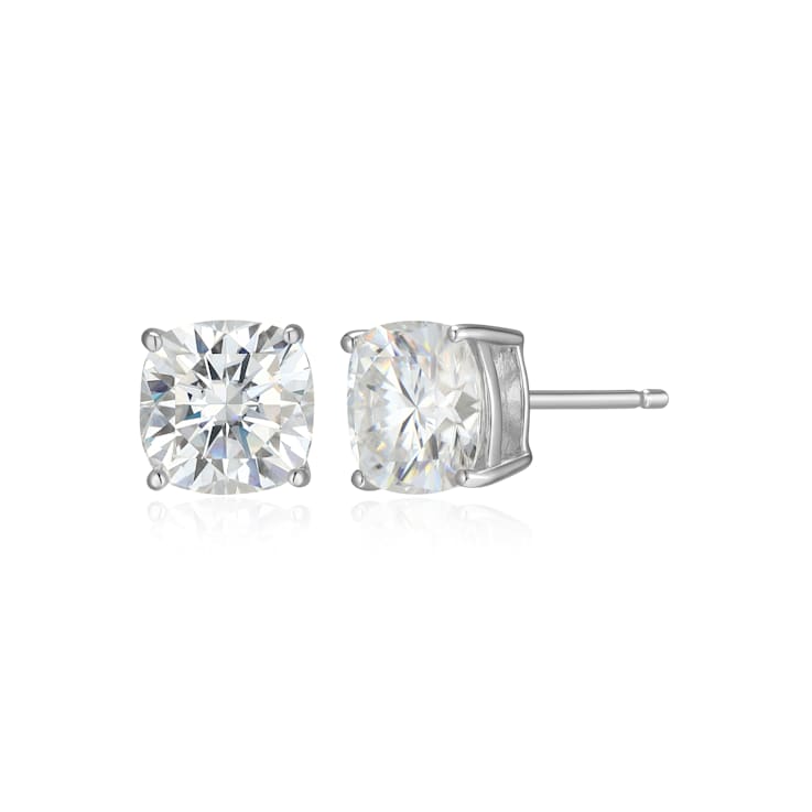 Square Cushion Cut Moissanite Platineve Stud Earrings 3.40ctw DEW