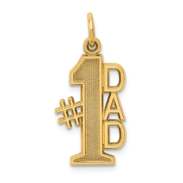 14k Yellow Gold Textured Number 1 Dad Pendant