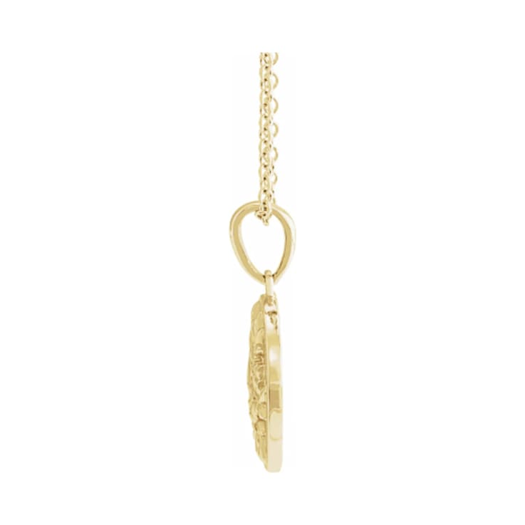 14K Yellow Gold Floral Pendant With Adjustable Chain