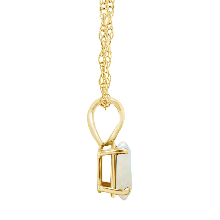8x6mm Oval Opal 14k Yellow Gold Pendant With Chain