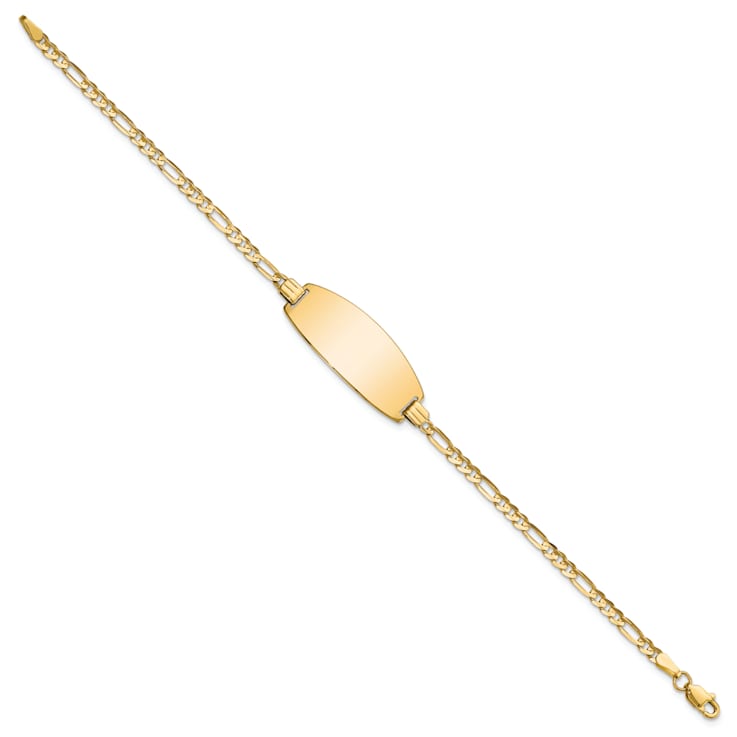 14k Yellow Gold Oval Figaro Link ID Bracelet