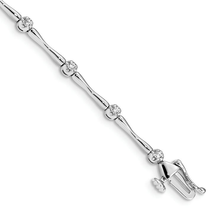 Rhodium Over 10k White Gold Diamond Bracelet