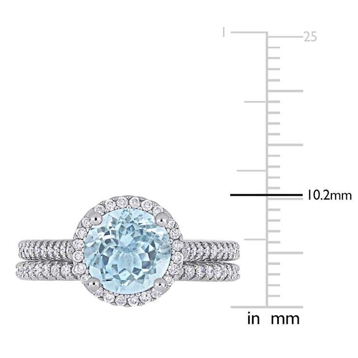 Aquamarine and Diamond 14K White Gold Ring 2.00ctw