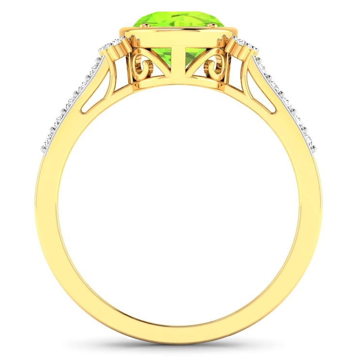 1.9ctw Green Peridot and Diamond 14K Yellow Gold Halo Ring