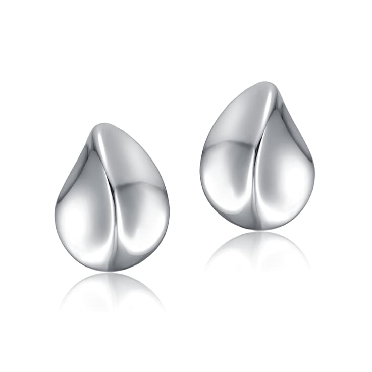 Raindrop Stud Earrings In Rhodium Over Brass