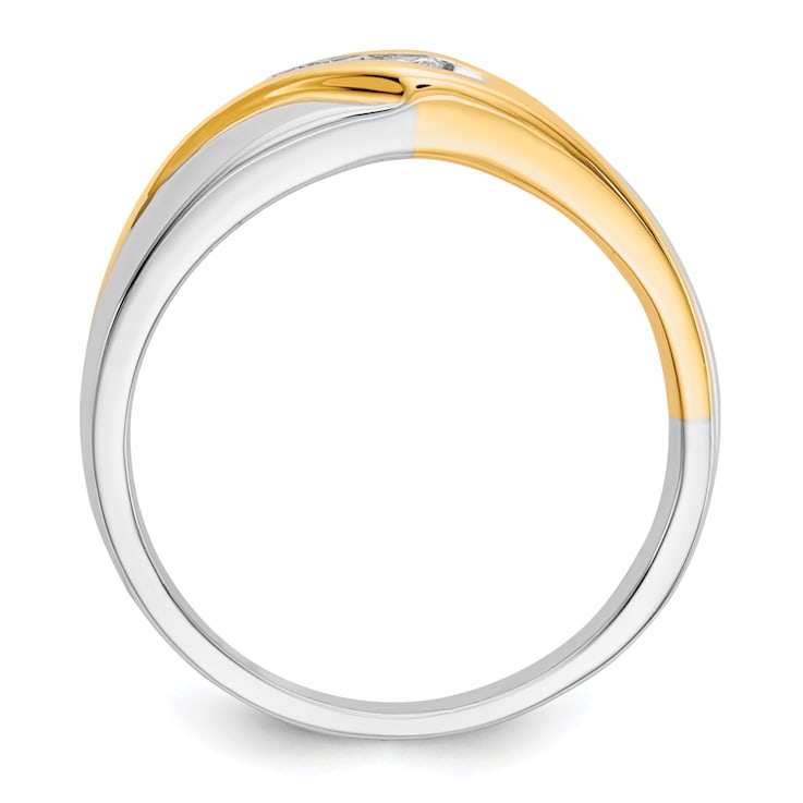 14K Two-tone Yellow and White Gold Lab Grown Diamond Men's Ring