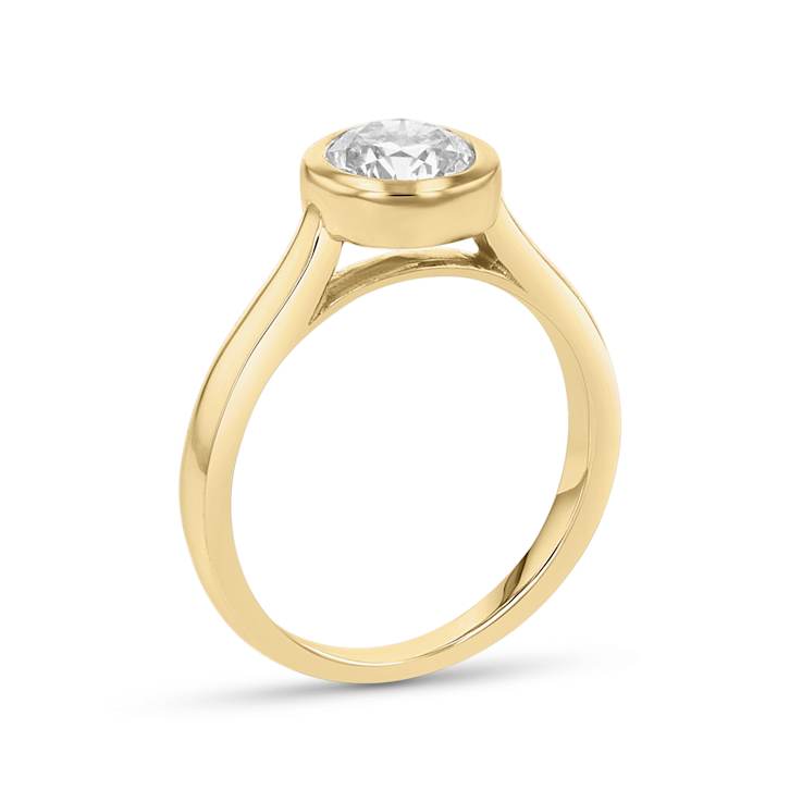1.00ct Lab Grown Diamond Bezel Set Ring in 14k Yellow Gold