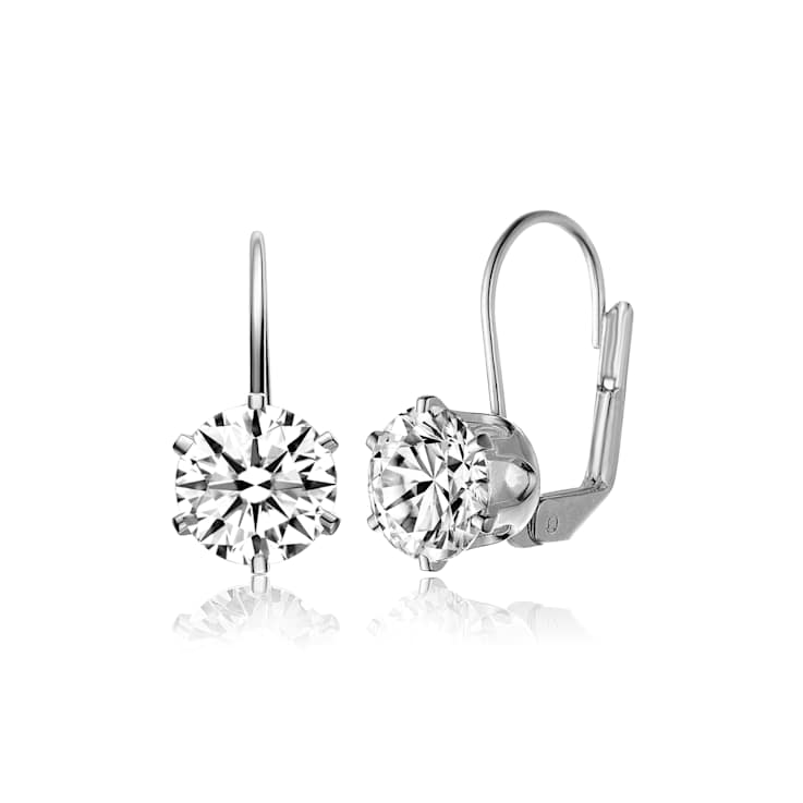 CZ Drop Earrings In Sterling Silver