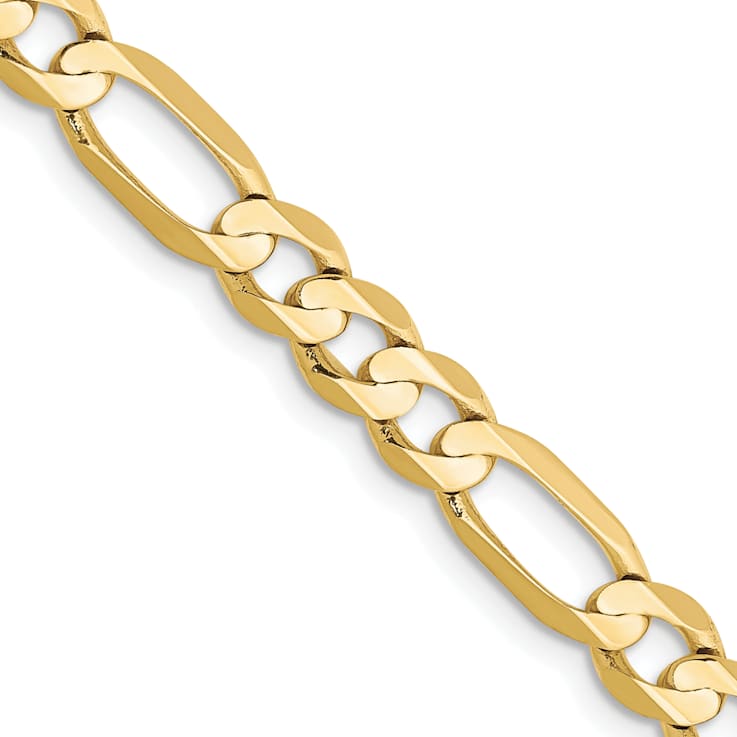 10k Yellow Gold 5.5mm Concave Open Figaro Link Bracelet