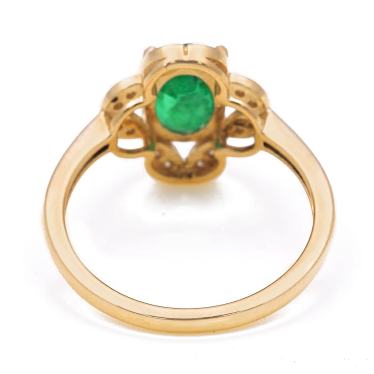 1.40 Ctw Emerald With 0.12 Ctw White Diamond Ring in 14K YG