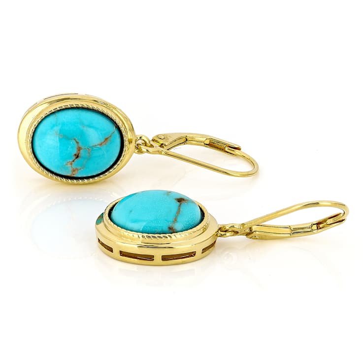 Turquoise Dangle Earrings In 18K Gold Over Sterling Silver