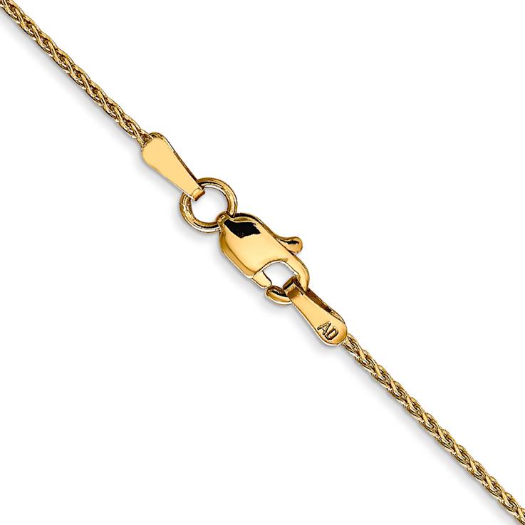 14k Yellow Gold 1mm Solid Diamond-cut Parisian Wheat 24 Inch Chain