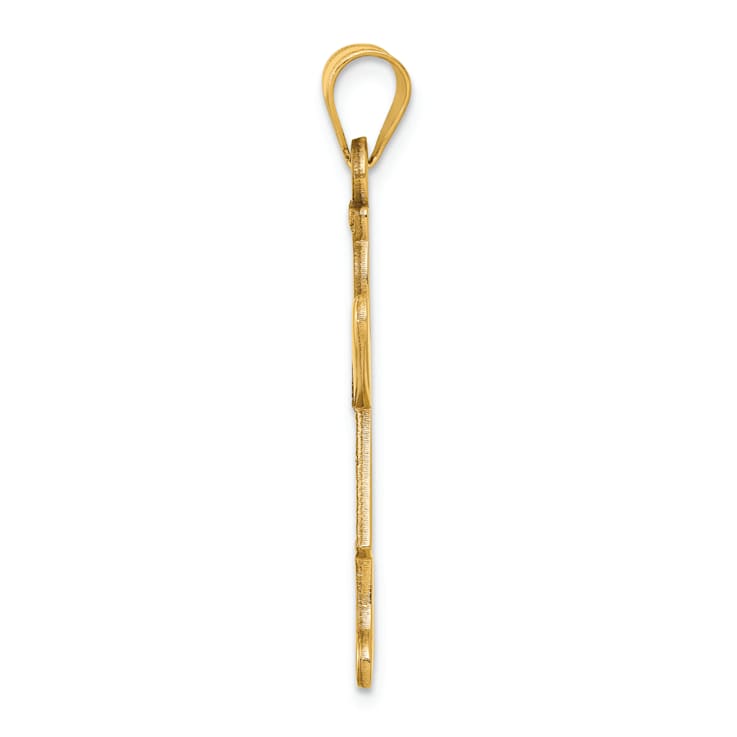 14k Yellow Gold Textured Laser Cut Girl Charm Pendant