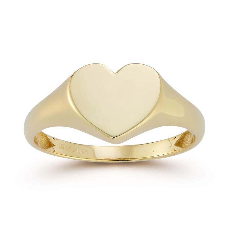 Bellissima Gold 14K Yellow Gold Flat Heart Signet Ring