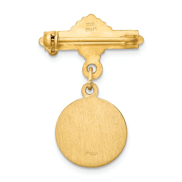 14k Yellow Gold Satin Holy Family Medal Pin