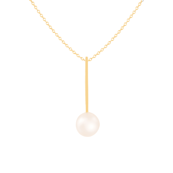 14k Yellow Gold 8mm Cultured Freshwater pearl Pendant, 18" Chain Included