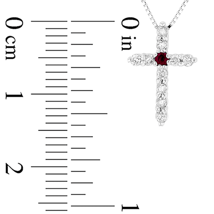 0.18ctw Diamond and Ruby Cross in 14K White Gold