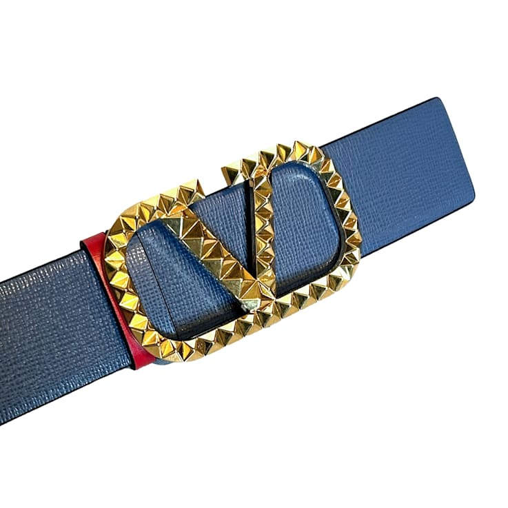 Valentino Garavani VLogo Stud Reversible Belt Size 95 Gray Valentino Garavani VLogo Stud Reversible Belt Size 95 Gray
