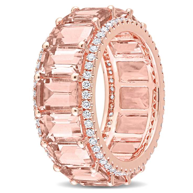 Morganite and Diamond 14K Rose Gold Ring 9.40ctw