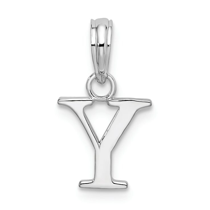 Sterling Silver Polished Block Initial -Y- Pendant
