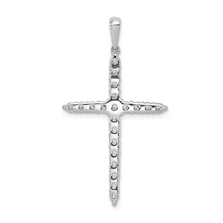 Rhodium Over 14k White Gold Polished Diamond Cross Pendant