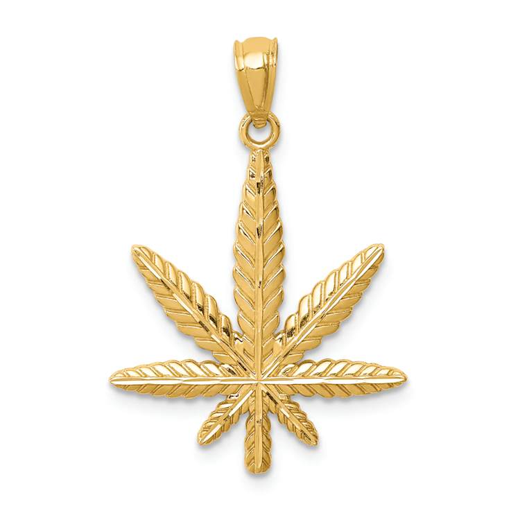 14k Yellow Gold Leaf Pendant