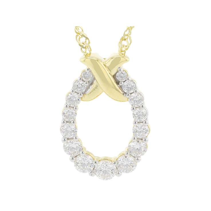 Elegant Lab-Grown Diamond Slide Pendant Necklace 0.75ctw In 18K Gold
Over Sterling Silver
